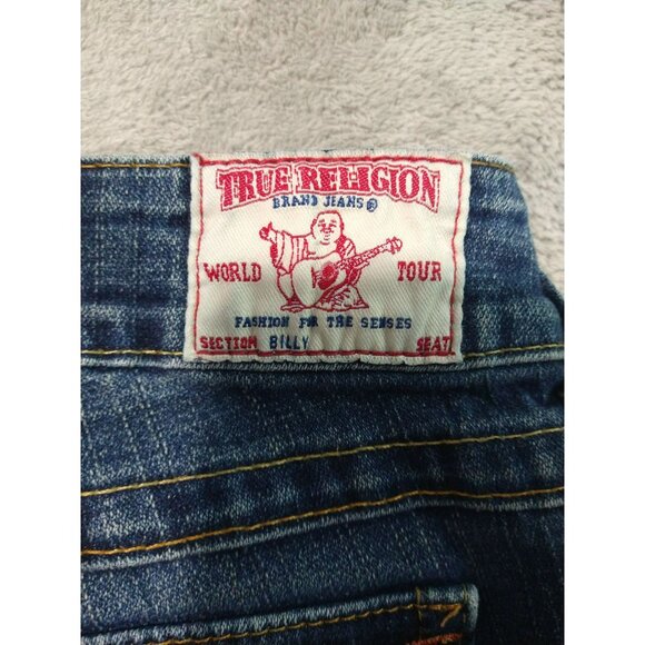 True Religion Jeans Women 27 x 27 Billy Flap Pockets Straight Low Rise Raw Hem - Picture 6 of 9